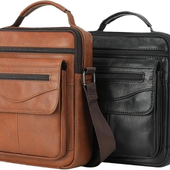 Unisex Genuine Leather Messenger Bag - Stylish Crossbody for Daily Use, 8.3" - Picture 2 of 8